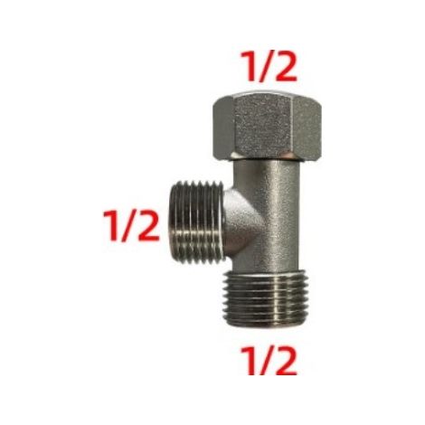 Raccord en T fileté G1/2 mâle/femelle, adaptateur en T pour tuyau d'eau en acier inoxydable