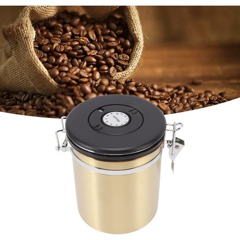Boîte hermétique en acier inoxydable 304 pour café, fruits secs, thé, céréales, 1,5 L, avec cuillère intégrée (1/5)