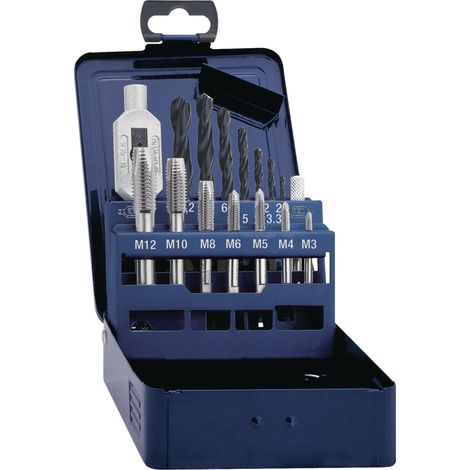 Jeu de tarauds DIN 352 M3-M12 15 pièces HSS mallette métallique TECWERK (1/2)