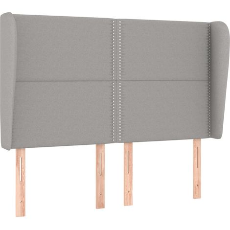 Testiera accessorio letto mobile camera da letto con bordo laterale 147 x 23 x 118/128 cm tessuto grigio chiaro TDL0205249