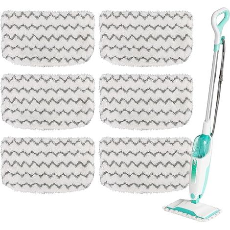 Paquete de 6 almohadillas de repuesto extra gruesas para mopa de vapor, almohadillas de microfibra duraderas, aptas para Shark S1000/S1000A/S1000C/S1000WM/S1001C, almohadillas lavables para dueños de (1/5)