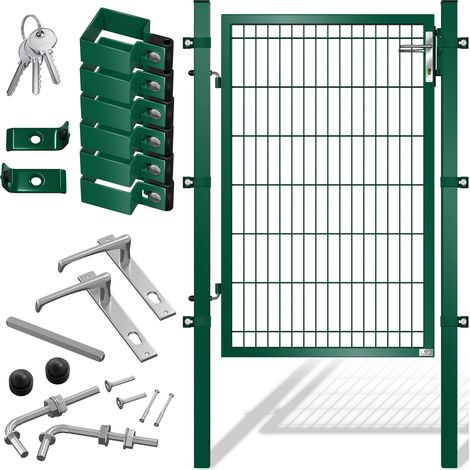 KESSER® Cancello Premium da Giardino in Acciaio Zincato, Porta Con Paletto, Serratura, Maniglia e Chiave, 140 x 106 cm, Verde (1/5)
