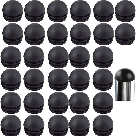 Black Round Chair Tube End Caps, Round Chair Leg End Caps, Rubber Chair Leg Protector Caps, 32pcs (22mm) (1/5)