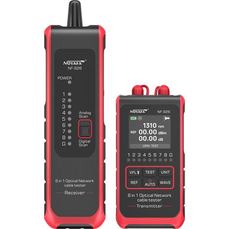 6-in-1 Glasfaserkabeltester, Multifunktions-Wattmeter mit 10 Wellenlängen, VFL, Tracker, Portanzeige, LED, Farbdisplay
