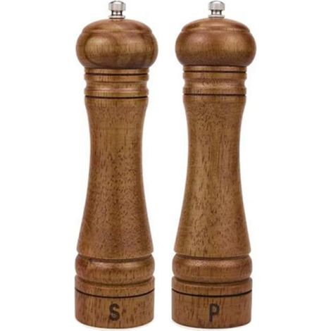 Ensemble de moulins à sel et poivre en bois chêne réglable, avec (1/5)
