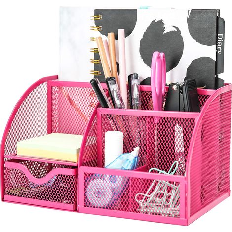 Organiseur de bureau/Organiseur de fournitures de bureau/Pot à crayons/Rangement de bureau/Organisateur multifonction 348 (Rose) (1/5)
