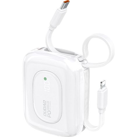 Powerbank K32 da 10000 mAh con cavo Lightning USB-C integrato per iPhone, 22,5 W - Bianco (1/4)