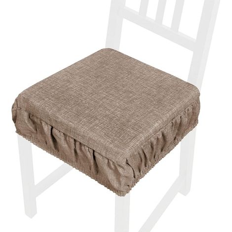Emmevi Mv S.P.A. – Coussin de chaise en coton déhoussable 40x40cm – Lavable 30°C – Épaisseur 5cm – Bande élastique 10cm – Marron pastel (1/2)