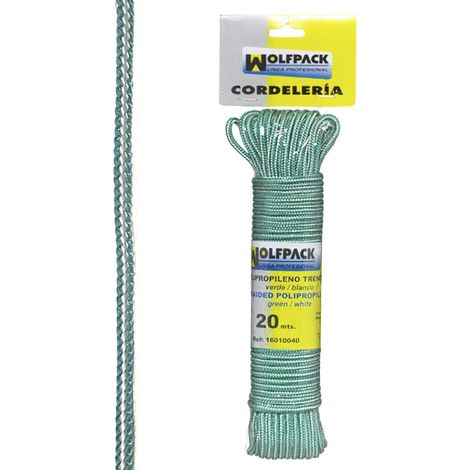 Cuerda Trenzada Polipropileno Blanca / Verde (Madeja 20 m.)