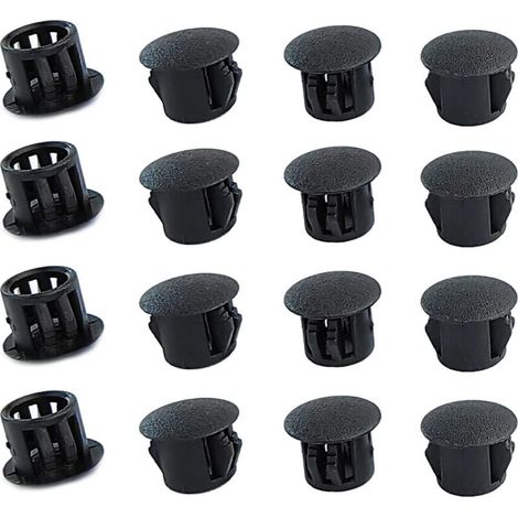 Bouchons ronds en plastique (noirs, 8mm), 20 pièces, couvercles de trous de meubles, couvercles de trous en plastique, bouchons de perçage pour serrures de trous de meubles (1/4)