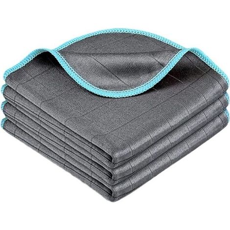 Microfibre Carbone. Serviette Sans Trace Absorbant Polissage. Lingette Essuie Verre Vitre Lunette Vaisselle Cuisine Menage Voiture. Torchon Nettoyage Réutilisable Lavable (1/5)