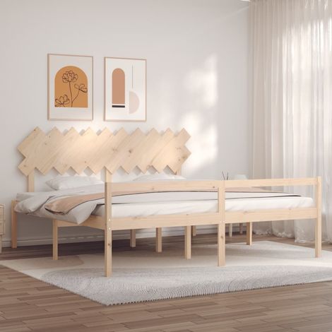 Lit adulte Contemporain avec tête de lit Cadre de lit 200x200 cm bois massif 61736 (1/5)