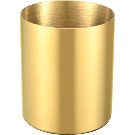 Pot à crayons doré pour bureau, pot à crayons en acier inoxydable, pot à stylos, vases, pot à fleurs, support pour pinceaux de maquillage, accessoire de bureau（9.57.5cm） (1/3)