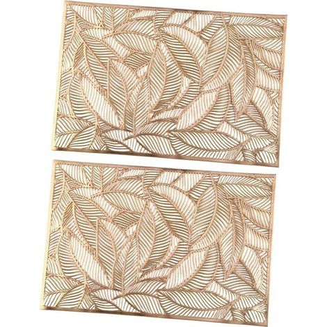 2 pièces Set de Table PVC Rigide Doré Tapis de Table Épais et Résistant Chaleur Décor Creux pour Cuisine Lavable et Protection Taches Élégante (1/5)