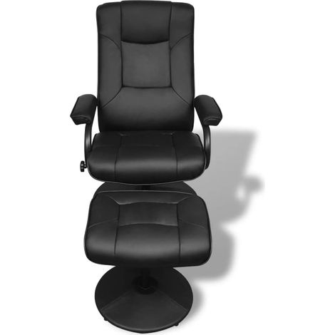 INLIFE Fauteuil TV avec repose-pied Noir Similicuir (1/5)