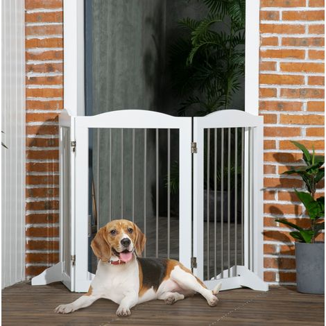 Recinto pieghevole per cani a 3 pannelli bianco in MDF 154 x 30 x 80 cm (1/5)