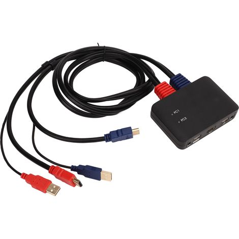 Commutateur multimédia HD 2 entrées/1 sortie KVM avec adaptateur pour souris, clavier, ordinateur portable, imprimante et projecteur (1/5)