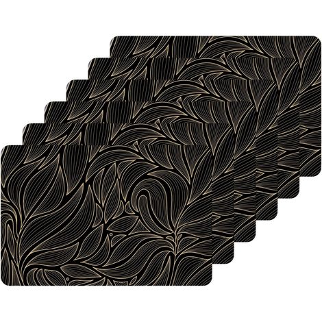 Lot de 6 sets de table motif feuillage avec encre métallique COSMO (1/2)