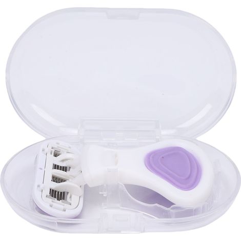 Mini kit de rasage de voyage pour femme, 6 lames, kit de rasage portable avec poignée antidérapante pliable, 3 recharges, violet (1/5)