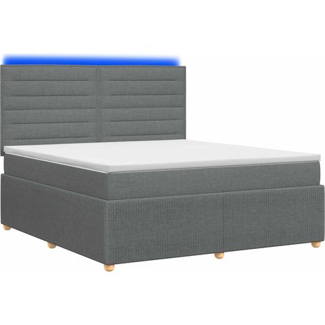 Maison Exclusive - Letto Box Spring LED con Materasso Grigio Scuro 160 x 200 cm (1/5)