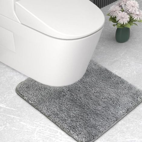 WC-Sitzschoner - Mikrofaser-Badematte - Extra dick - Super saugfähig - U-förmig - 50 x 50 cm - Grau, ideal für Zuhause oder Büro. (1/5)