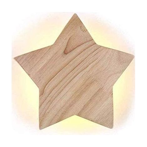 Applique murale LED en bois en forme d'étoile, lampe murale moderne et créative de style dessin animé, veilleuse, lampe de chevet pour chambre d'enfant, salon, couloir, loft, plafonnier décoratif, lum (1/5)
