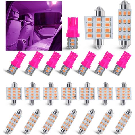 24 Stück Auto-Innenraum-Glühbirnen, T10 31 mm 41 mm LED-Kuppel-Glühbirnen-Kit, Ersatz für Auto-Innenraumbeleuchtung, Kuppelbeleuchtung, Kennzeichenbeleuchtung, Türbeleuchtung (Pink)