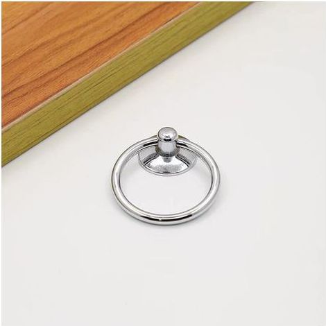 AIDUCHO Sacco Di 12 Round pomelli in legno Per un Cassetto O Armadio - Vintage-Stile - monoforo - Cromato (1/5)