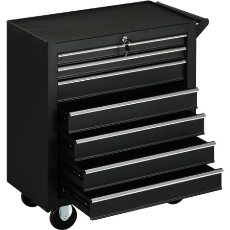 Werkzeugwagen, 2 kleine & 5 große Schubladen, Stahl, bis 150 kg, 69 x 33 x 75 cm, Schwarz
On-Site (1/5)