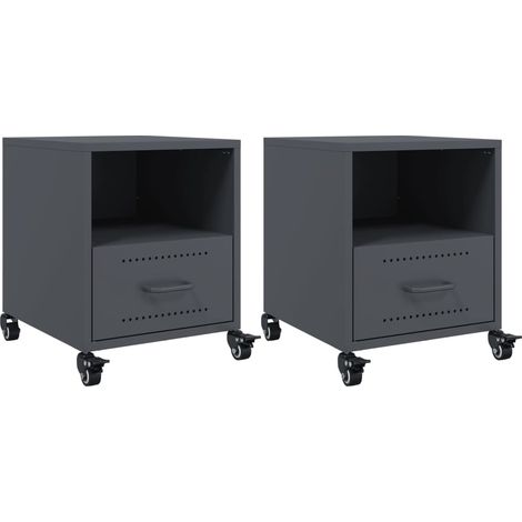 Maison Exclusive - Nachttische 2 Stk. Anthrazit 36x39x43,5 cm Sta