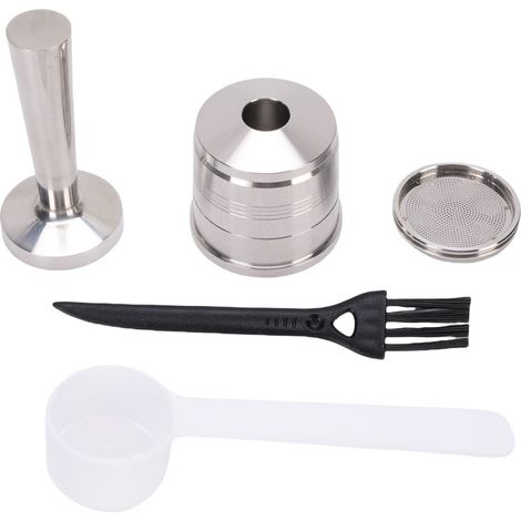 Capsule de café réutilisable compatible avec les machines à café Illy X7, Y3 et Y5. Capsule de café rechargeable en acier inoxydable avec tasseur et brosse. (1/5)