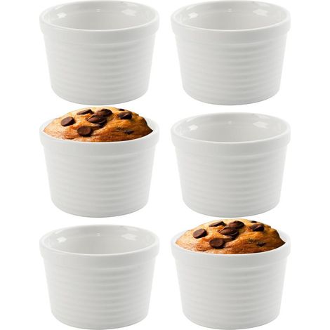Ramequins à four, allant au four, en porcelaine blanche, 250 ml, lot de 6.