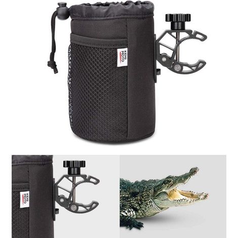 Fahrrad Flaschenhalter aus Oxford-Stoff mit Netztasche und Kordelzug (1/5)