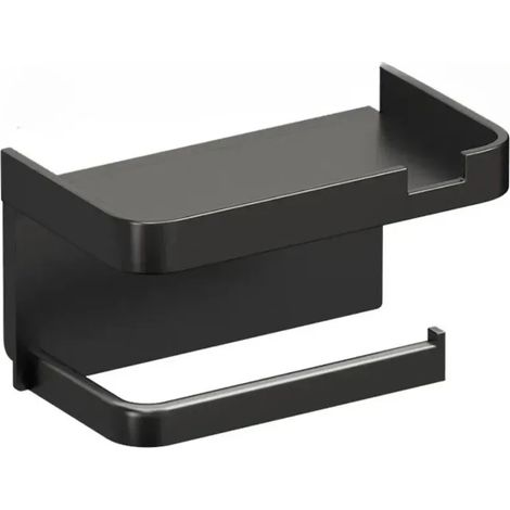 Porte-papier toilette double couche noir, étagère de rangement en plastique, porte-serviettes de cuisine, support mural pour salle de bain, rouleau d'essuie-tout, organiseur de téléphone (1/5)