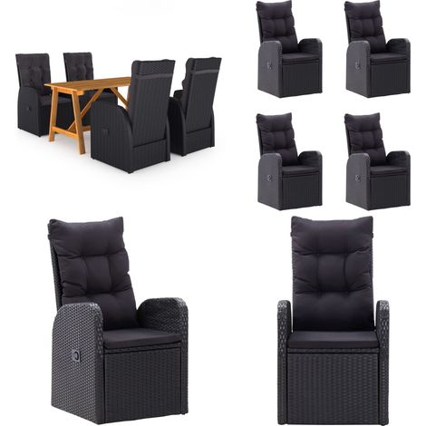 5-tlg. Garten-Essgruppe Schwarz - Gartensessel - Gartentisch - Outdoor Möbel - Gartenmöbelset - Holztisch - Home & Living (1/5)