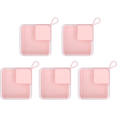 Boîte de rangement transparente rose pour bijoux - 5 pièces - Coffret organisateur portable pour boucles d'oreilles (1/5)