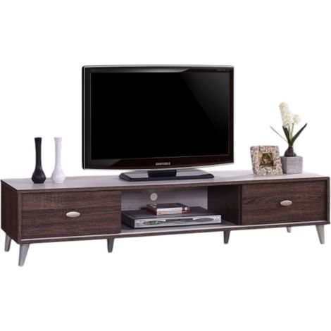 Mobile TV ANKARA – 150 cm – 2 porte scorrevoli – Noce & Bianco – Design moderno (1/2)