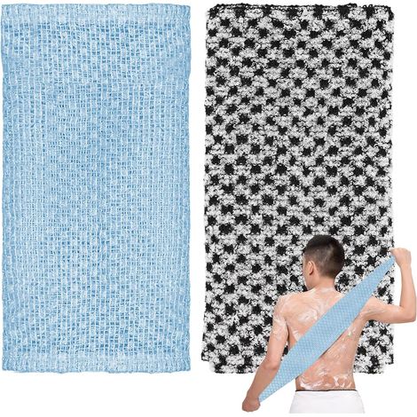 2 Pièces Gant de toilette, Nylon et Polyester, 25x100 cm, Exfoliant profond, Massage musculaire, Douche et bain