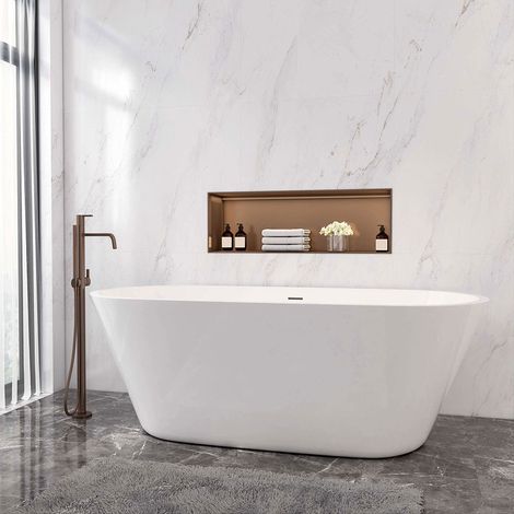 Aica Modern Designer Bathroom Freestanding Double Ended Bath Bathtub 1700x800mm (1/5)