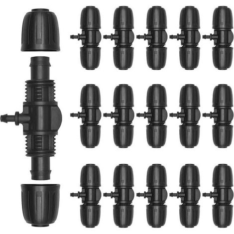 CHOYCLIT 15-teiliger Gartenschlauchverbinder, T-Stück mit Widerhaken, für Tropfbewässerung mit 1/2" bis 1/4" Bewässerungsschläuchen.