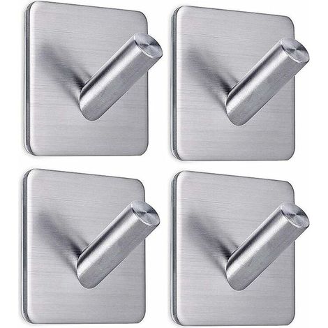 Adhesive Hooks Wall Hooks Heavy Duty Wall Hangers Stick On Hooks for Hanging Bathroom Home Kitchen Office -4 Packs (1/5)