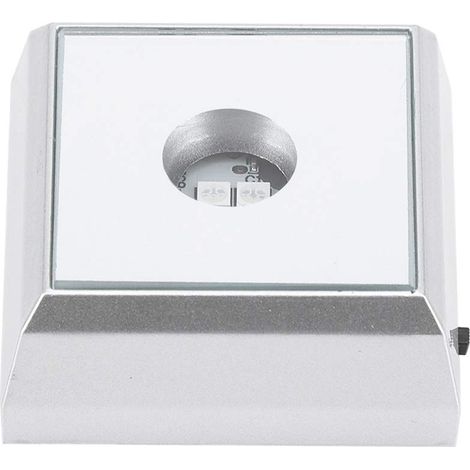 LED-Lampenfassung für Acryl-Kristallstatuen, Silber (farbiges Licht) mit Spiegelsockel für Dekorationsobjekte, Beleuchtung mit 4 superhellen LEDs (AAA-Batterien nicht enthalten) (1/5)