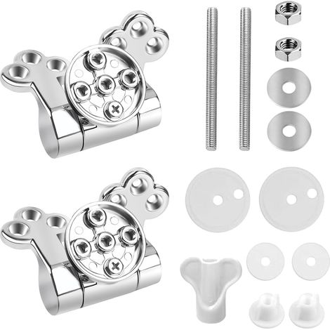 Bisagras para asiento de inodoro, kit de fijación para asiento de inodoro, compatible con la mayoría de los modelos de inodoro, paquete de 2 (1/5)