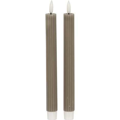 Luxe Collection Natural Glow Ribbed Taper Candles - Wax - L2 x W2 x H24 cm - Grey