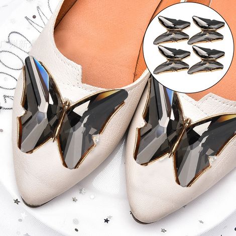 4 appliques à boucles cristal papillon pour embellissement chaussures, idées déco créative sacs et vêtements DIY. (1/5)