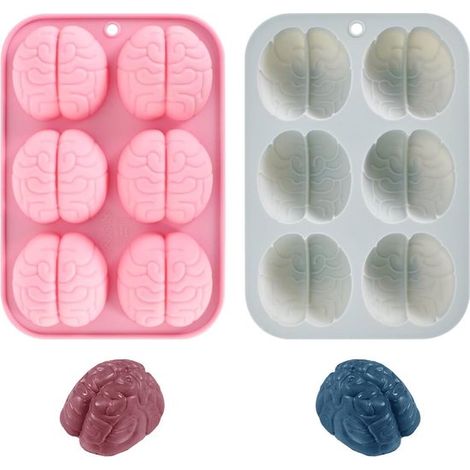 Stampo in silicone a forma di cervello, 2 pezzi - Teglia per torta al cioccolato a tema Halloween - Budino di gelatina al cioccolato fatto in casa