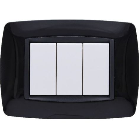 Placca Bombè 3M 4M 7M Compatibile Bticino Living International Nero,3 POSTI (1/4)
