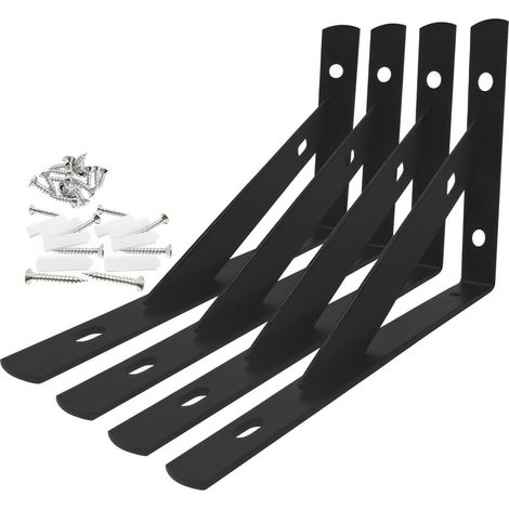 4 Packs equerre etagere murale 150 x 95mm, equerre metal charge lourde 6 pouces, Supports Triangulaires Angulaires Droits de 90 Degrés avec vis (1/5)