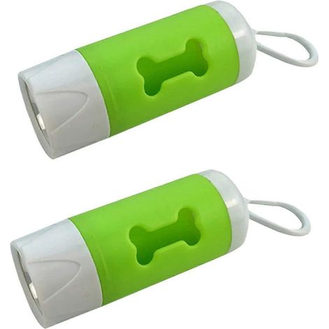 Hundekotbeutelspender (2er-Set), mit integrierter LED-Taschenlampe und Halterung für Tierkotbeutel.