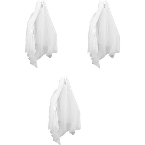 Lot de 3 fantômes suspendus pour Halloween, phosphorescents, à 2 niveaux, installation facile, fantômes volants pour décoration intérieure de fête (1/5)